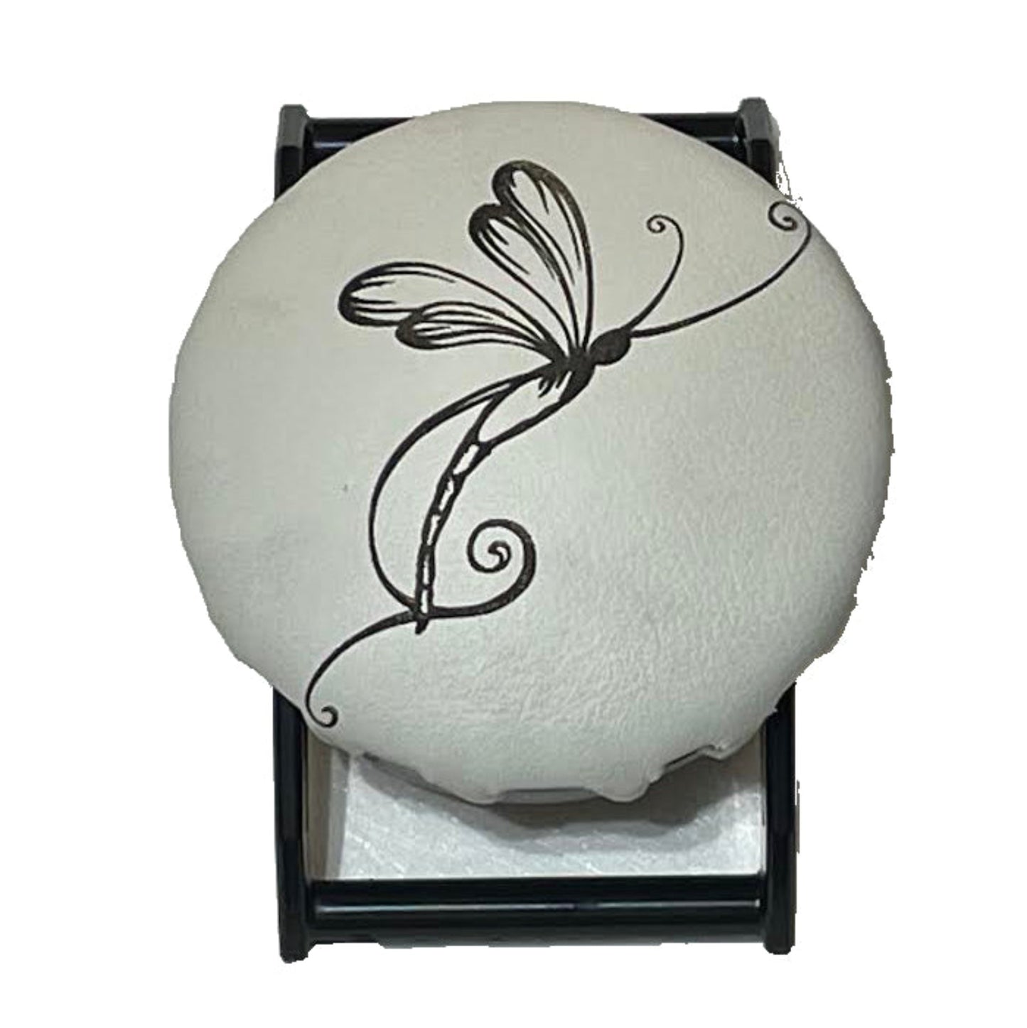 Dragonfly White Leather on Black SPEC