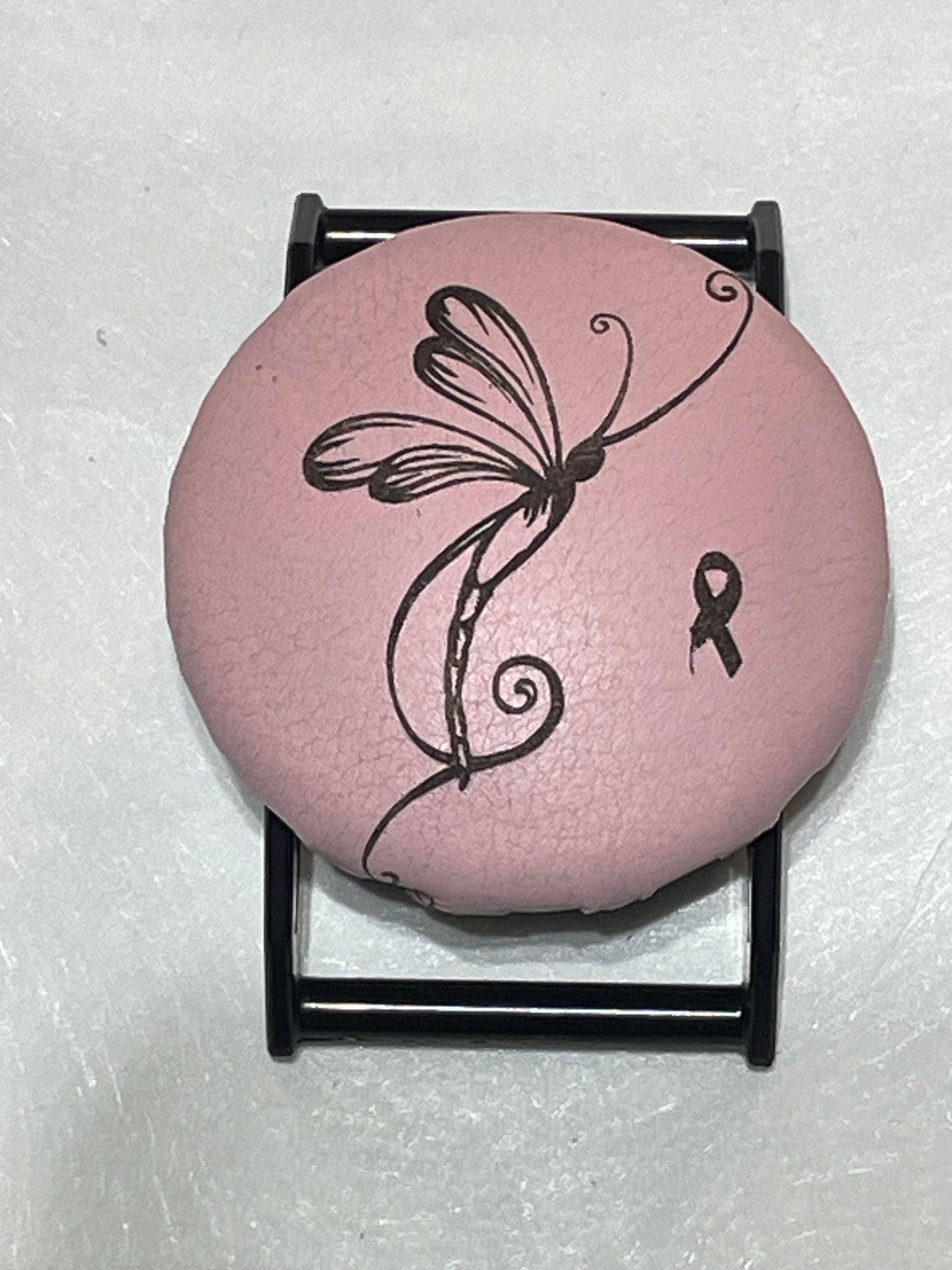 Pink Breast Cancer Awareness Dragonfly on Black SPEC